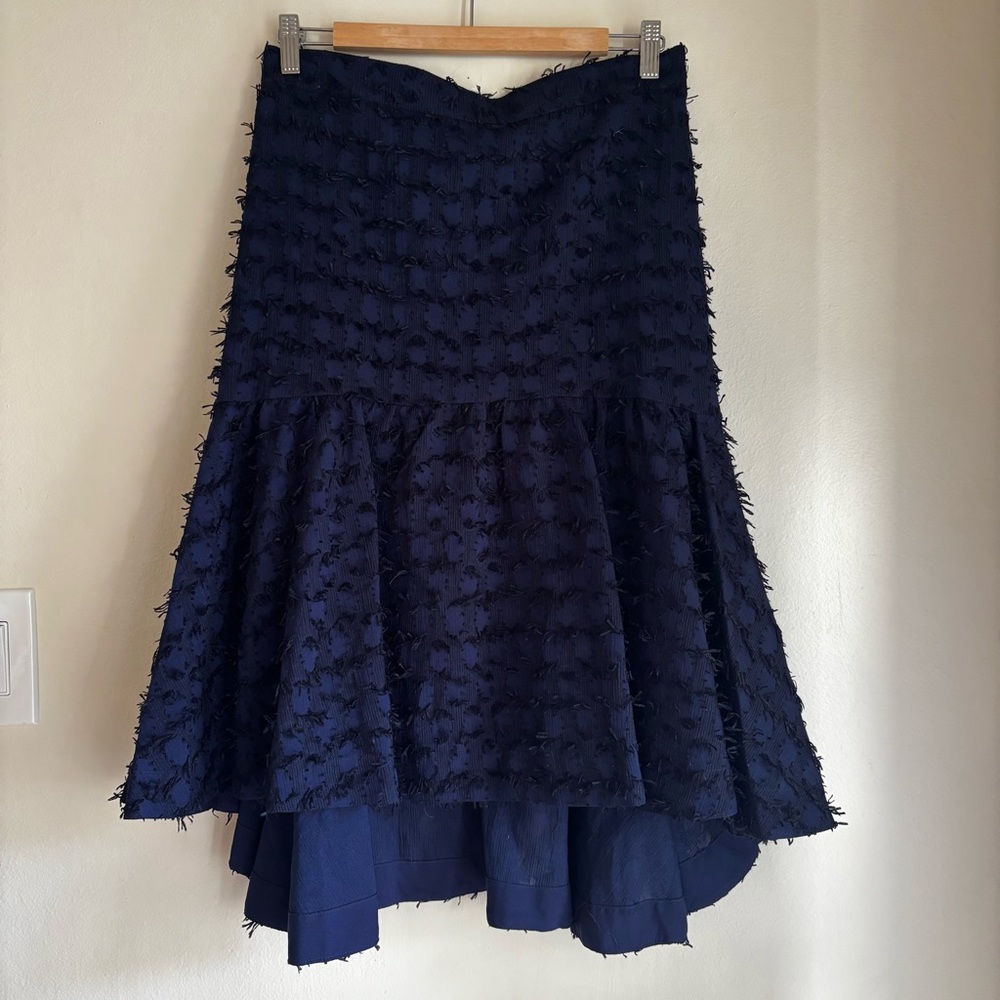 Anthropologie Maeve Miranda Textured Navy Blue A-Line Midi Skirt M